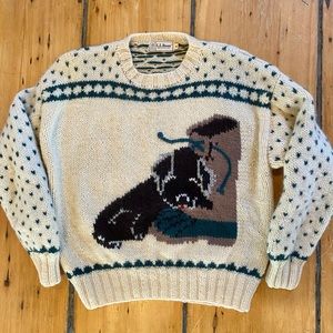 Vintage L.L. Bean Puppy Boot Sweater Dog medium